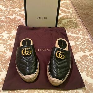 Gucci black espadrilles. Brand new. Size 38 1/2, fits a size 8 / 8 1/2 shoe.